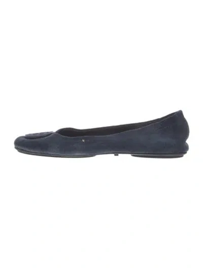 Pre-owned Tory Burch Suede Flats In Blue