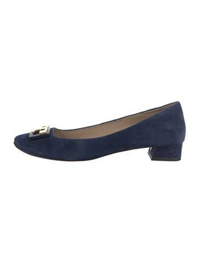 Pre-owned Tory Burch Suede Flats In Blue