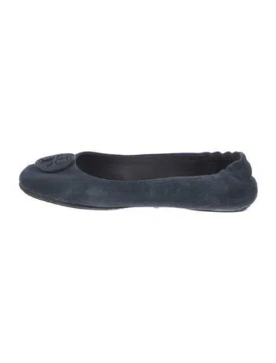 Pre-owned Tory Burch Suede Flats In Blue