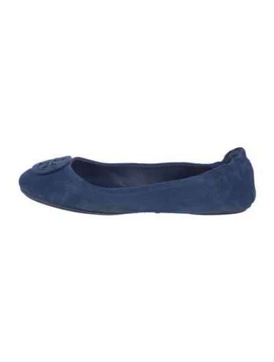 Pre-owned Tory Burch Suede Flats In Blue
