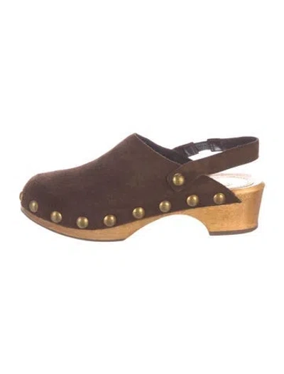Pre-owned Tory Burch Suede Flats In Brown