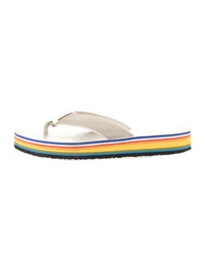 Pre-owned Tory Burch Suede Flip Flops In Neutral