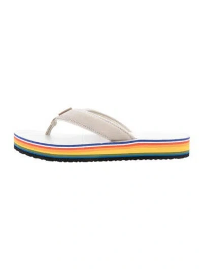 Pre-owned Tory Burch Suede Flip Flops In Neutrals