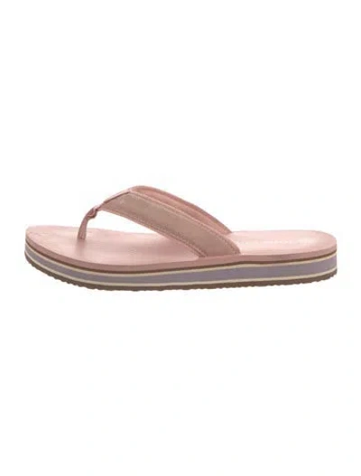 Pre-owned Tory Burch Suede Flip Flops In Pink