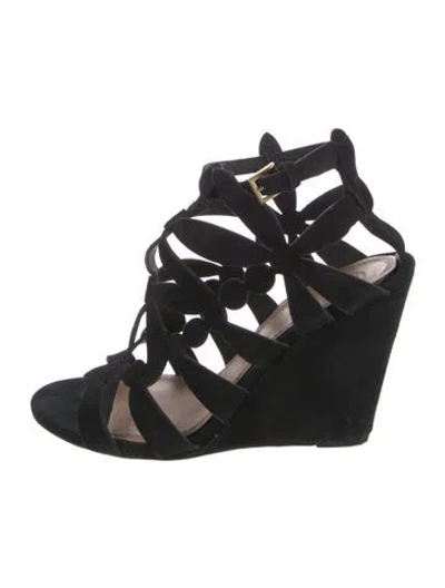 Pre-owned Tory Burch Suede Gladiator Sandals In Black
