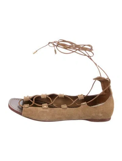 Pre-owned Tory Burch Suede Gladiator Sandals In Brown