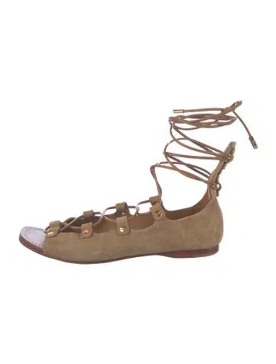 Pre-owned Tory Burch Suede Gladiator Sandals In Neutrals
