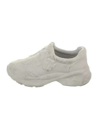 Pre-owned Tory Burch Suede Graphic Print Chunky Sneakers In White