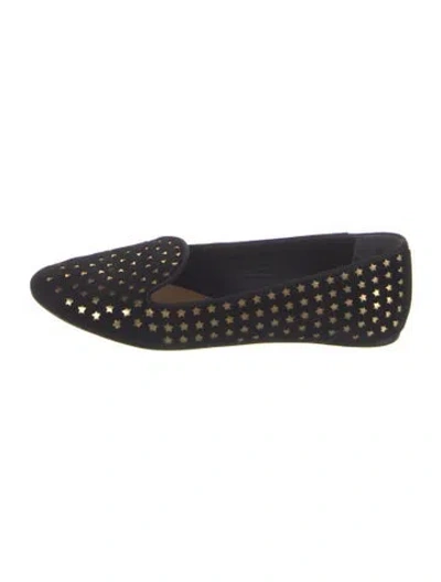 Pre-owned Tory Burch Suede Graphic Print Loafers In Blue