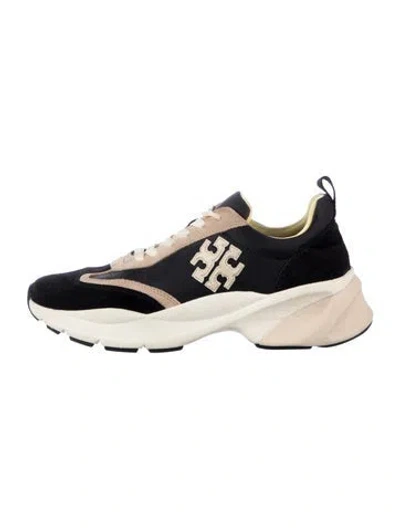 Pre-owned Tory Burch Suede Graphic Print Sneakers In Black/neutrals