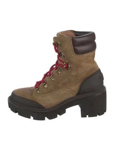 Pre-owned Tory Burch Suede Hiking Boots In Brown/neutrals