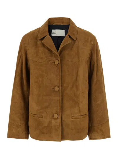 Tory Burch Suede Jacket In Brown