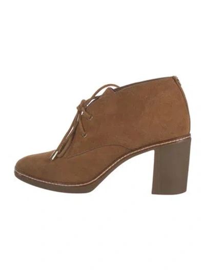 Pre-owned Tory Burch Suede Lace-up Boots In Brown