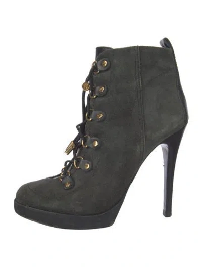 Pre-owned Tory Burch Suede Lace-up Boots In Multi