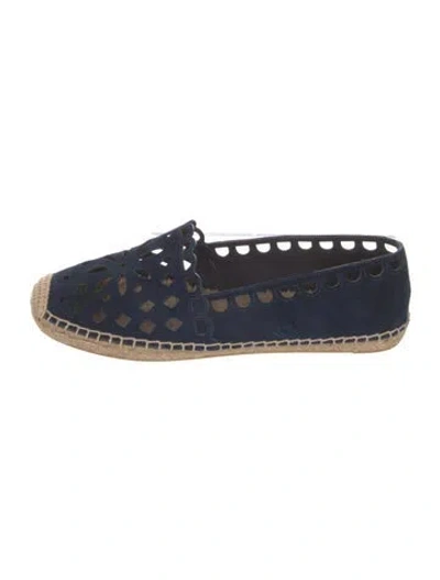 Pre-owned Tory Burch Suede Lasercut Accents Espadrilles In Blue