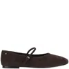 Tory Burch Suede Leather Mary Jane Ballerinas In Black