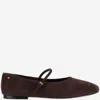 Tory Burch Suede Leather Mary Jane Ballerinas In Brown