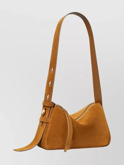 Tory Burch Suede Leather Shoulder Bag With Adjustable Strap In Brown