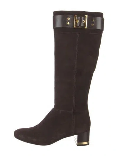 Pre-owned Tory Burch Suede Leather Trim Embellishment Boots In Brown
