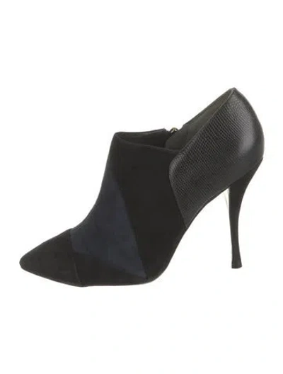 Pre-owned Tory Burch Suede Leather Trim Embellishment Mules In Black