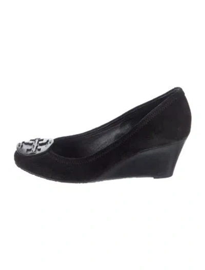 Pre-owned Tory Burch Suede Leather Trim Embellishment Pumps In Blue