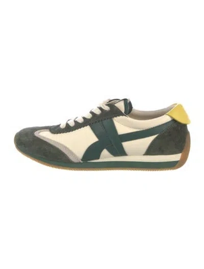Pre-owned Tory Burch Suede Leather Trim Embellishment Sneakers In Neutral
