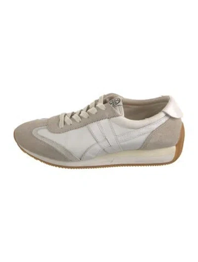 Pre-owned Tory Burch Suede Leather Trim Embellishment Sneakers In White