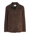 Tory Burch Goat Leather Button-front Jacket With Classic Collar In Brown