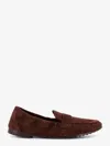Tory Burch Suede Loafer With Metal Logo Detail In Brown