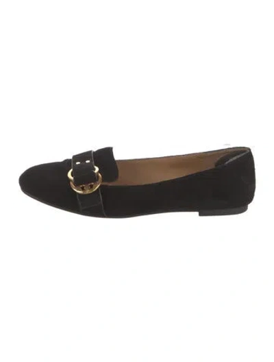 Pre-owned Tory Burch Suede Loafers In Black