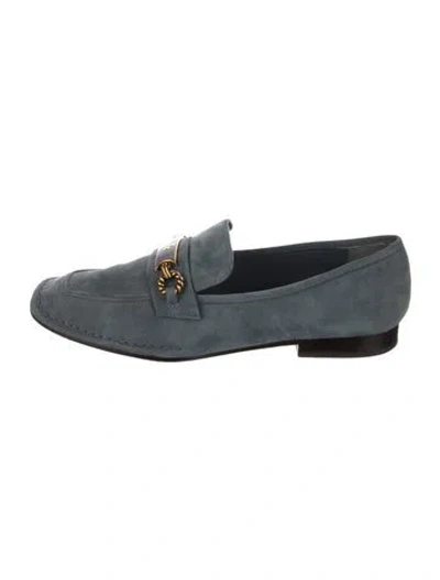 Pre-owned Tory Burch Suede Loafers In Blue