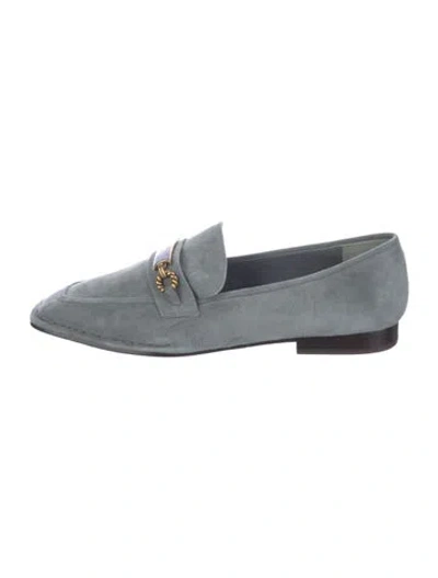 Pre-owned Tory Burch Suede Loafers In Blue