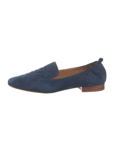 Pre-owned Tory Burch Suede Loafers In Blue