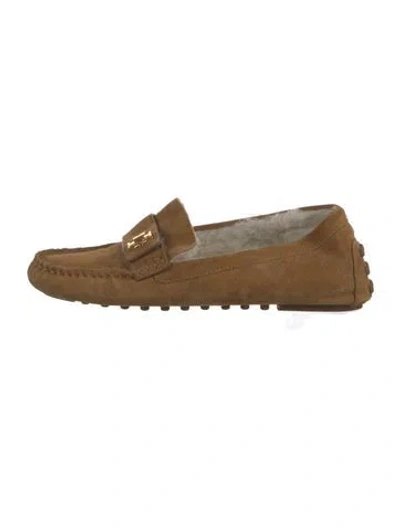 Pre-owned Tory Burch Suede Loafers In Brown