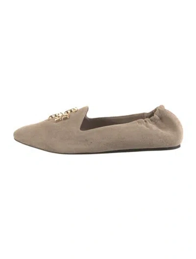 Pre-owned Tory Burch Suede Loafers In Grey