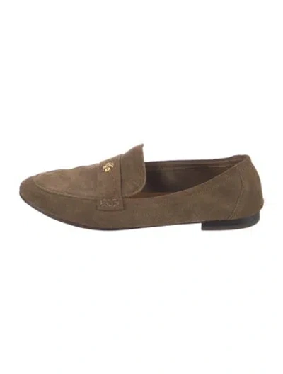 Pre-owned Tory Burch Suede Loafers In Neutral