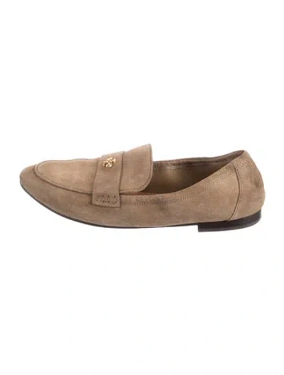 Pre-owned Tory Burch Suede Loafers In Neutrals