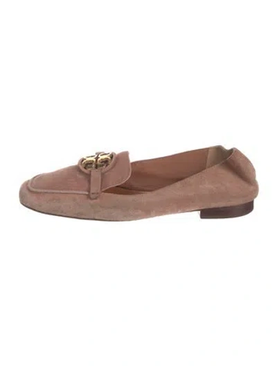 Pre-owned Tory Burch Suede Loafers In Pink