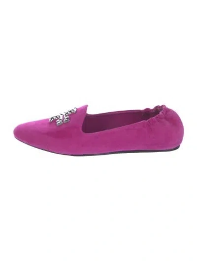 Pre-owned Tory Burch Suede Loafers In Purple