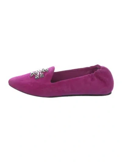 Pre-owned Tory Burch Suede Loafers In Purple