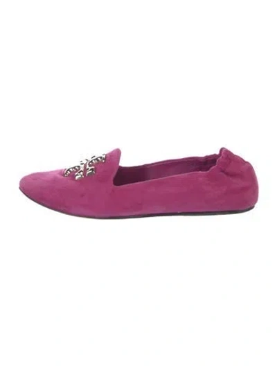 Pre-owned Tory Burch Suede Loafers In Purple