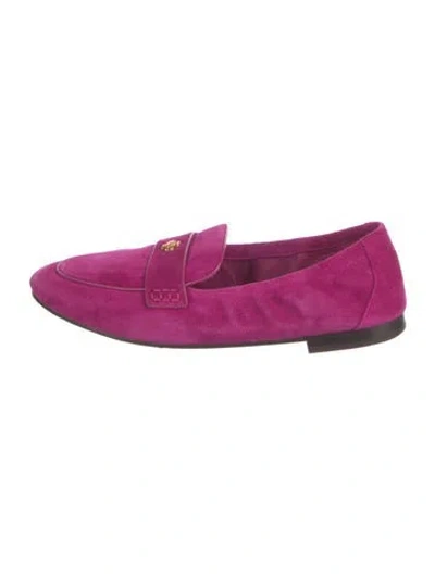 Pre-owned Tory Burch Suede Loafers In Purple