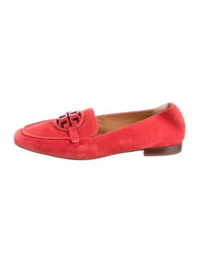 Pre-owned Tory Burch Suede Loafers In Red