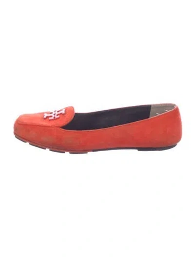 Pre-owned Tory Burch Suede Loafers In Red