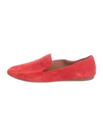 Pre-owned Tory Burch Suede Loafers In Red