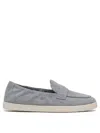 Tory Burch Suede Loafers With Stitched Detail In Gray