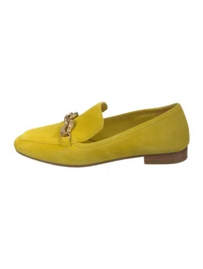 Pre-owned Tory Burch Suede Loafers In Yellow