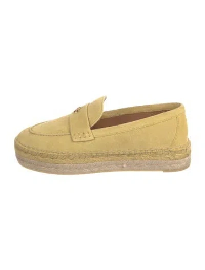 Pre-owned Tory Burch Suede Loafers In Yellow