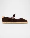 Tory Burch Suede Mary Jane Espadrilles In Perfect Black/perfect Black/natural