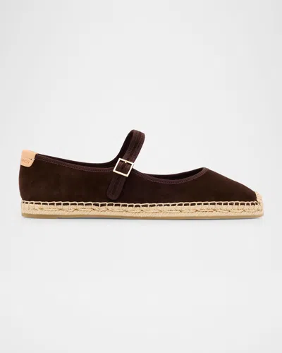 Tory Burch Suede Mary Jane Espadrilles In Perfect Black/perfect Black/natural